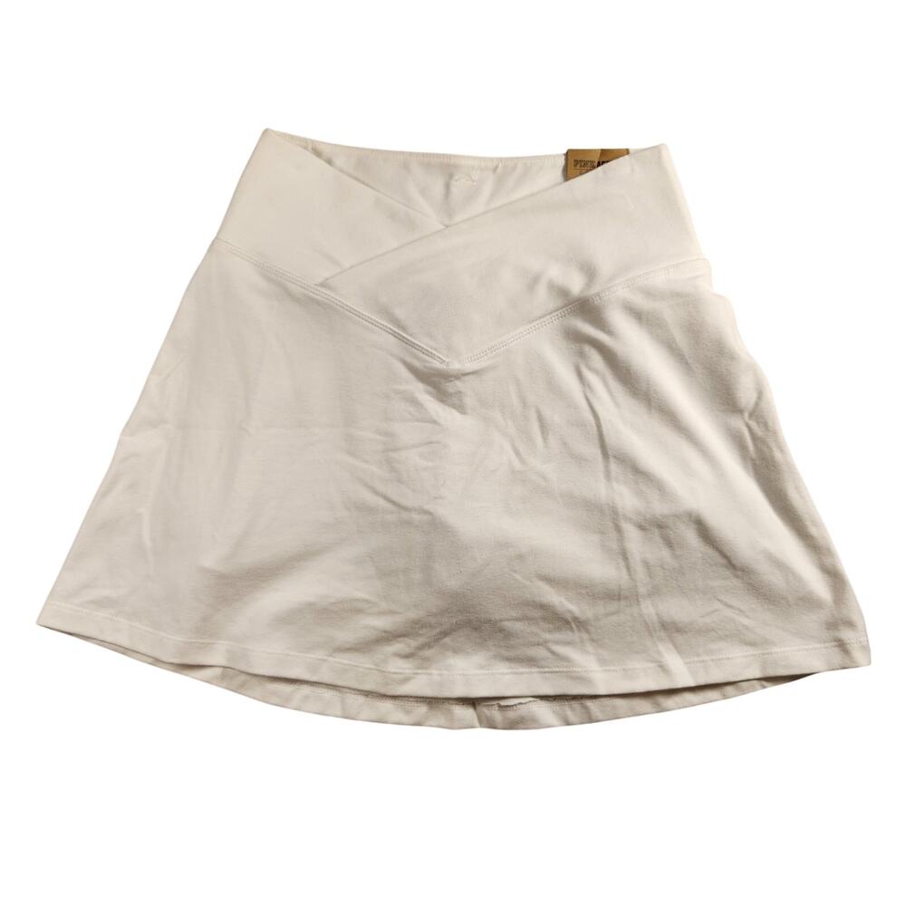VS PINK White Cotton High Waist V Crossover Skort with Pockets Small NWT